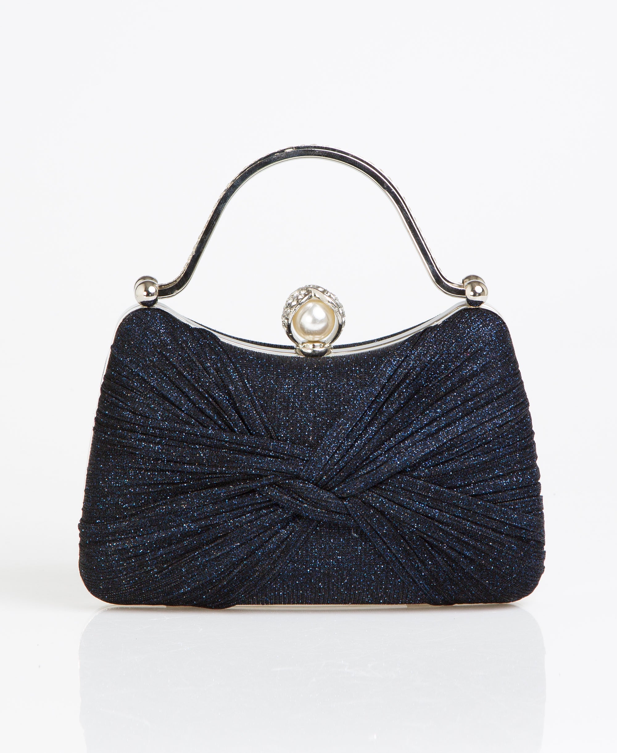 KRISP Pearl Lock Firm Grab Handle Glitter Clutch Bag